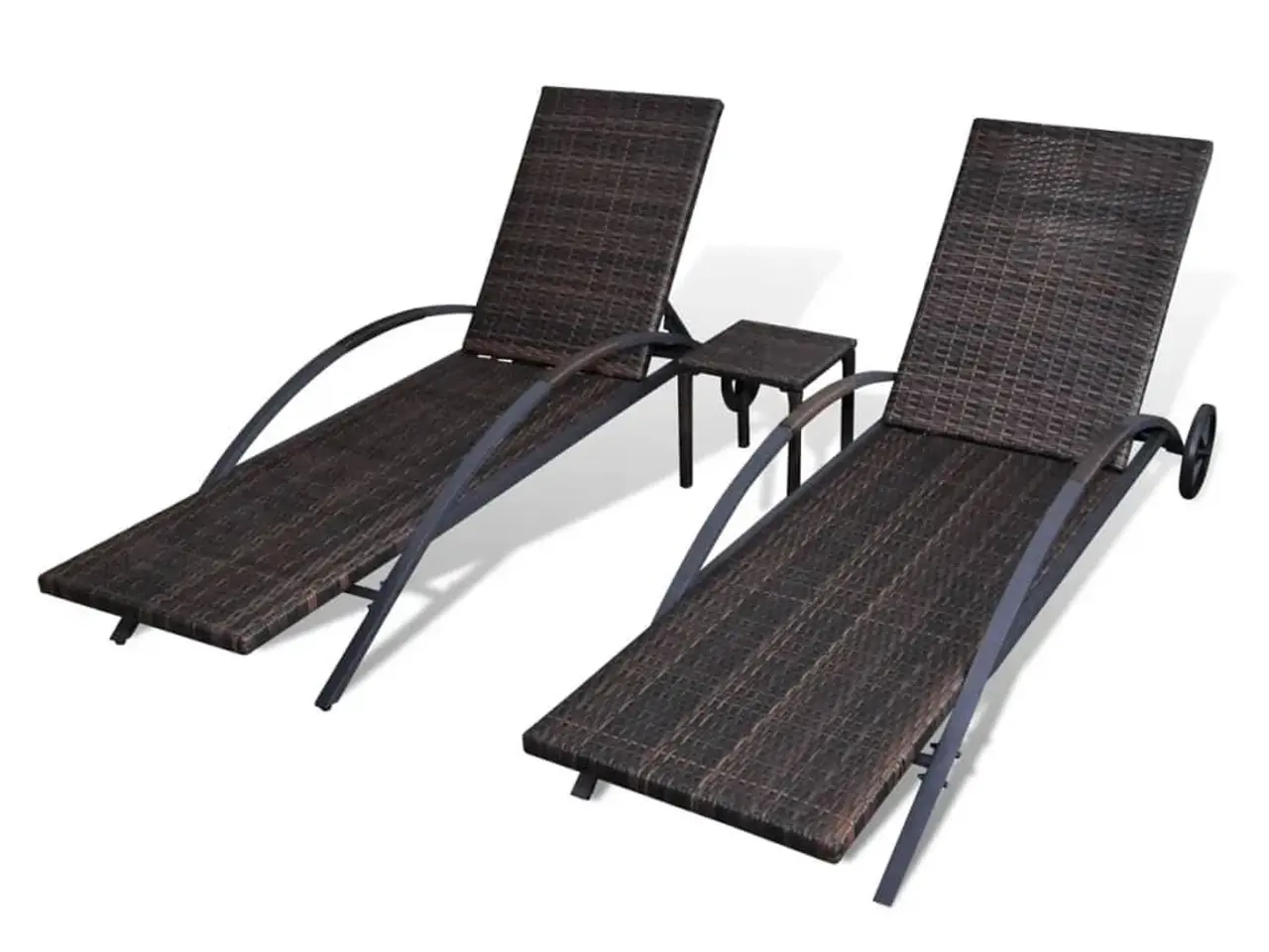 Billede 6 - Liggestolesæt med bord i polyrattan - brun