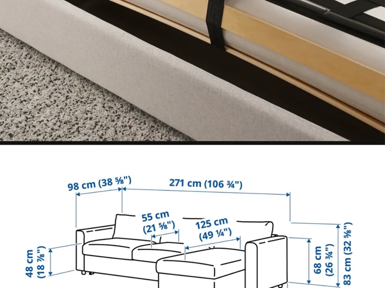 Billede 5 - IKEA VIMLE sovesofa – chaiselong og opbevaring
