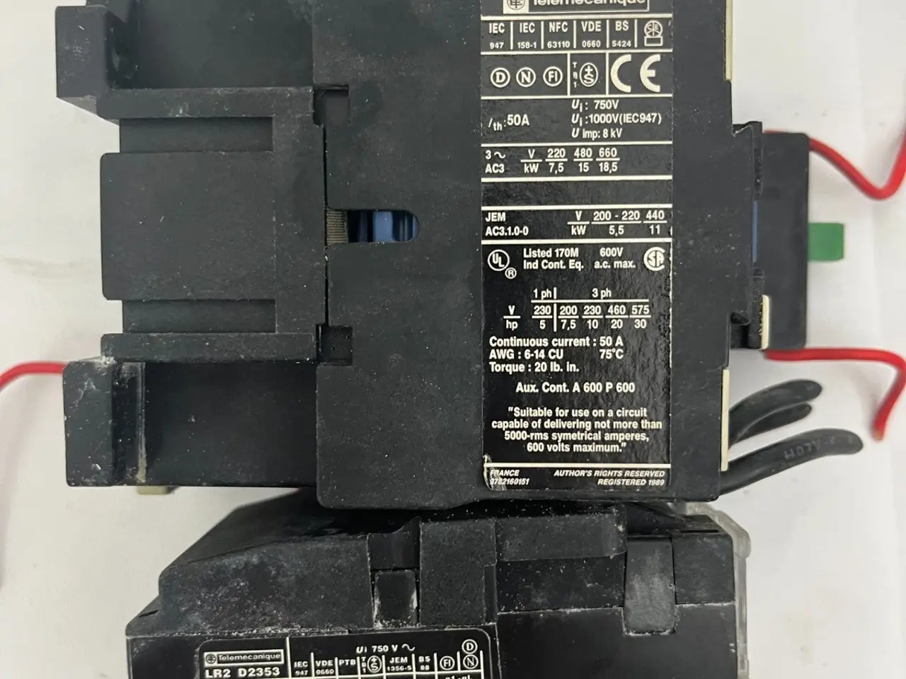 Billede 2 - Telemecanique LC1 D32 01 50A kontaktor + LR2 D2353