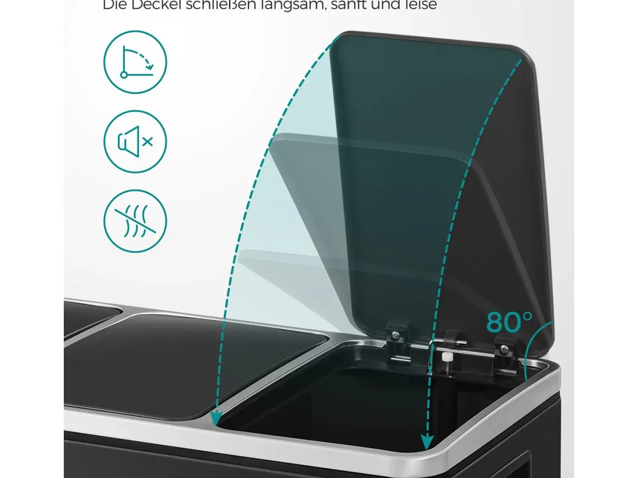 Billede 5 - Affaldssorteringsspand med pedal 3 x 18 l - sort
