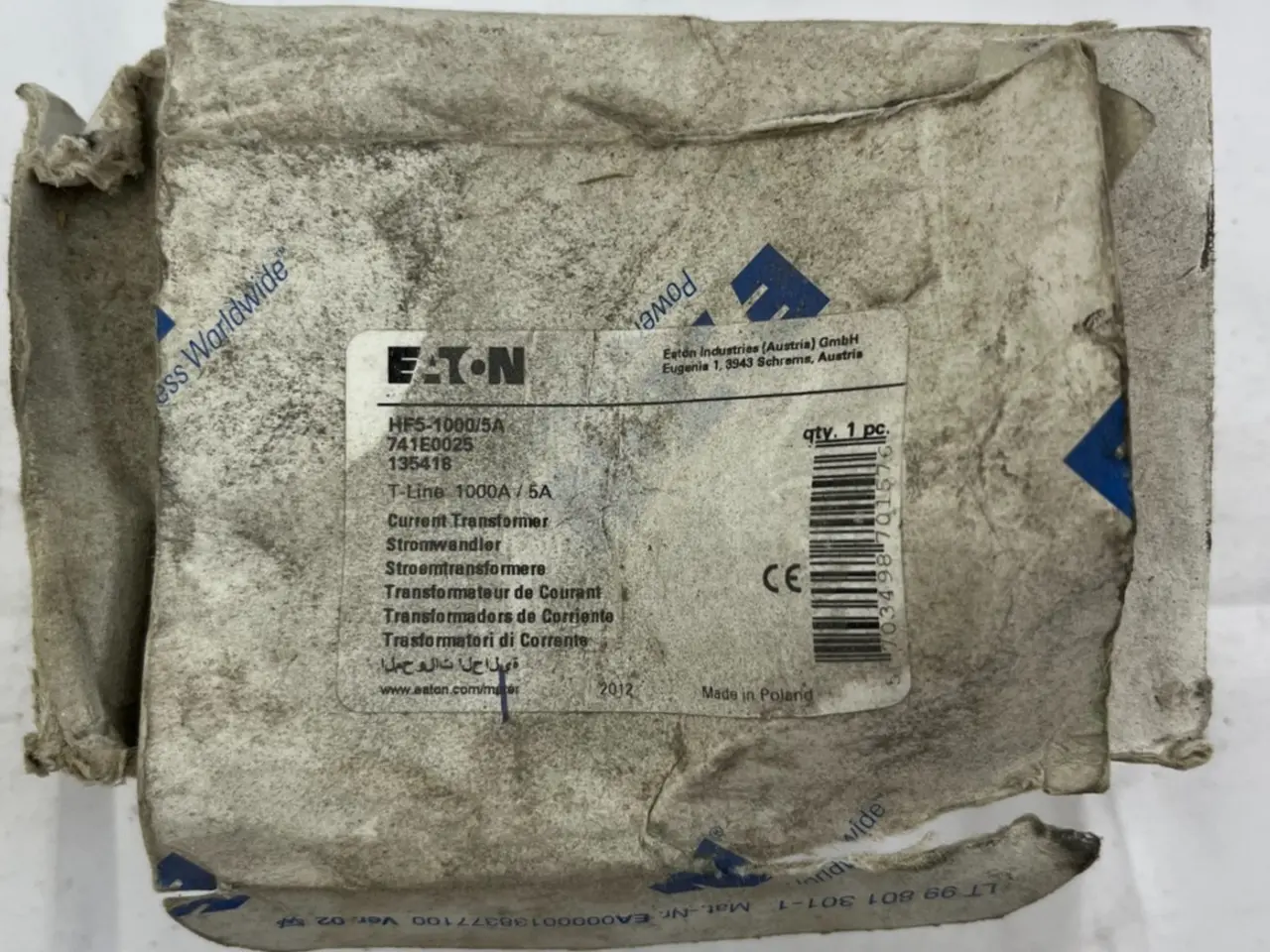 Billede 1 - Eaton HFS-1000/5A strømtransformer, 1000A/5A,