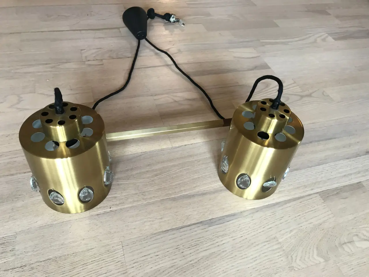 Billede 6 - Retro lampe i messing og palisander