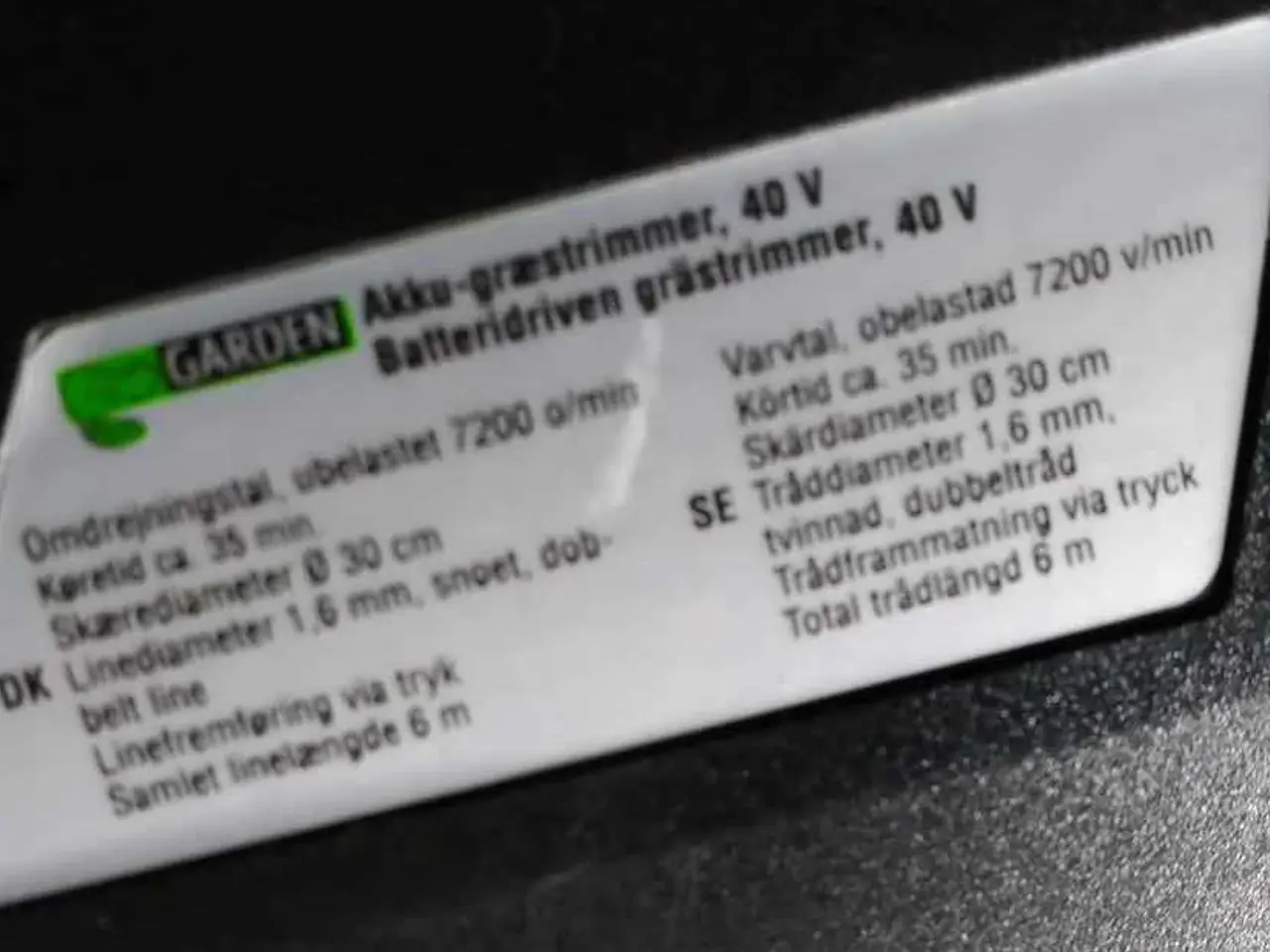 Billede 2 - Batteridreven græstrimmer - GARDEN