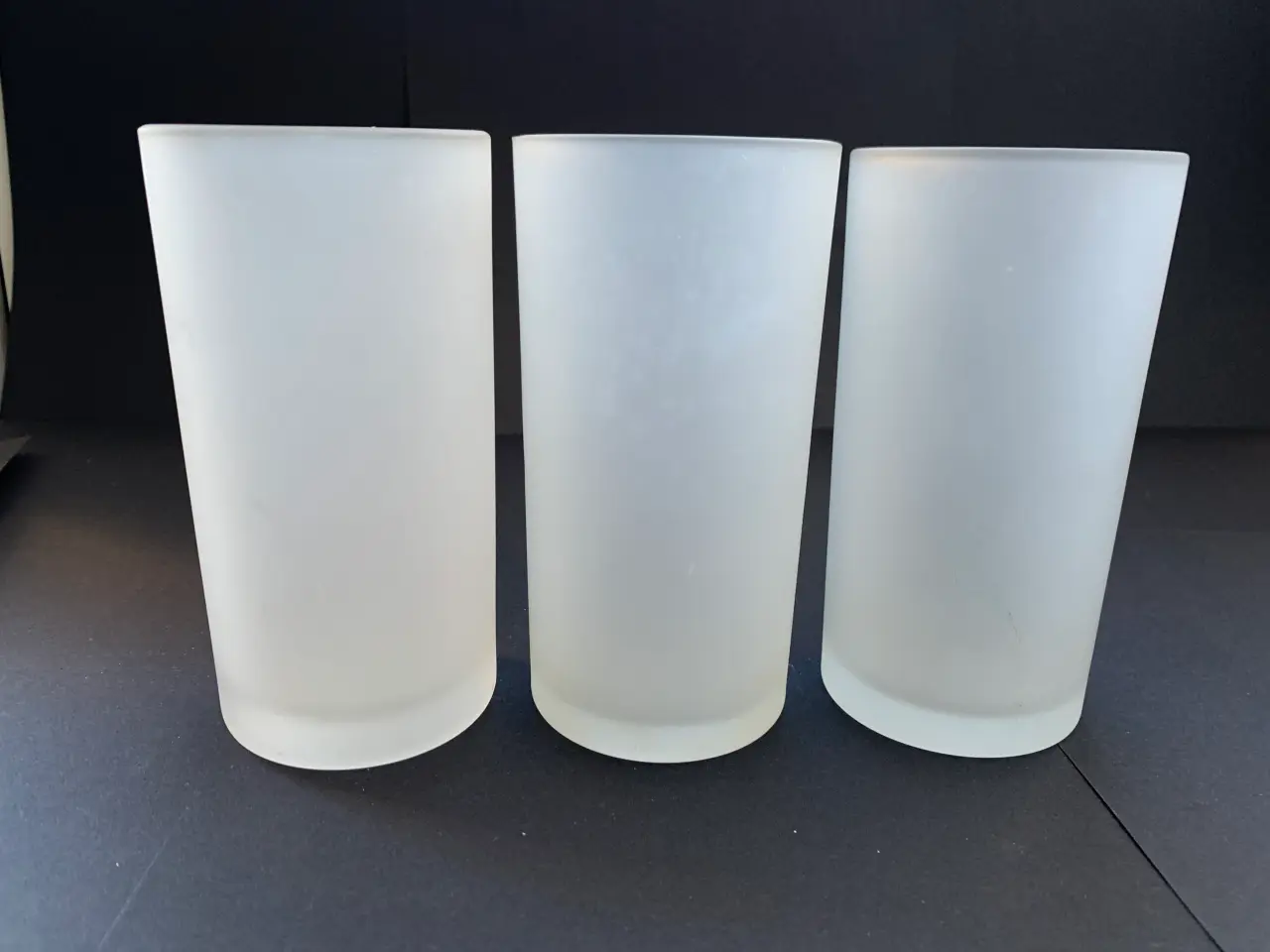 Billede 1 - 3 stk. sjusglas eller vandglas i matteret glas
