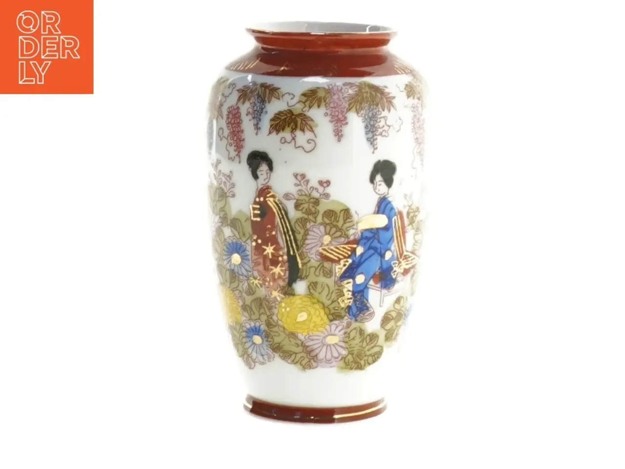 Billede 1 - Dekoreret porcelænsvase (str. 12,5 x 7,5 cm)