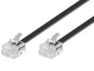 Telefonkabel RJ11 6 m - Goobay, 4-polet fladkabel, sort