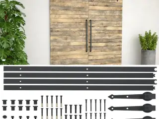 Hardwarekit til skydedør 2 x 183 cm stål sort