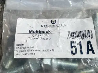 Sæt hjulbolte M12x1,25 x 28