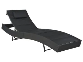Liggestol polyrattan og textilene sort