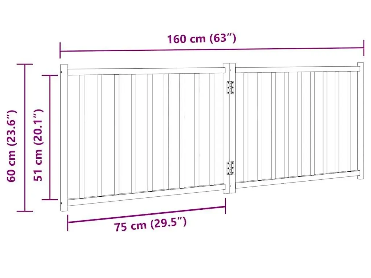 Billede 9 - Hundelåge 2 paneler 150 cm foldbar massivt gran hvid