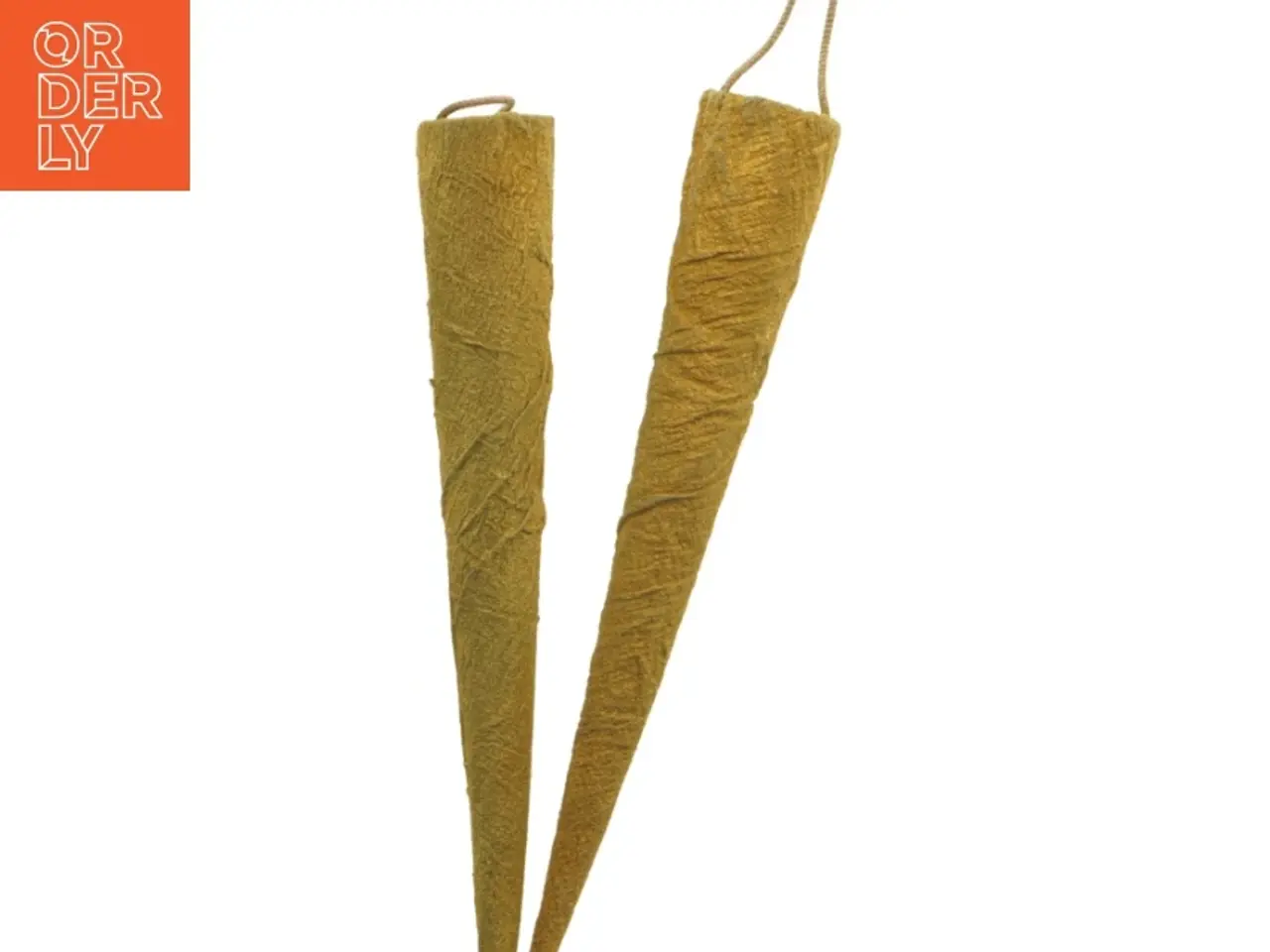 Billede 6 - 6 store, håndlavede kræmmerhuse med forgyldt stof (40 cm)