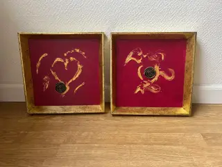 2 fine malerier med ramme mål H30+B30