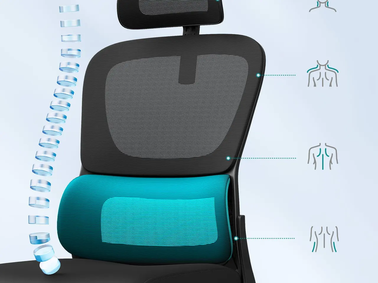 Billede 6 - Ergonomisk kontorstol i mesh OBN041B01 - sort