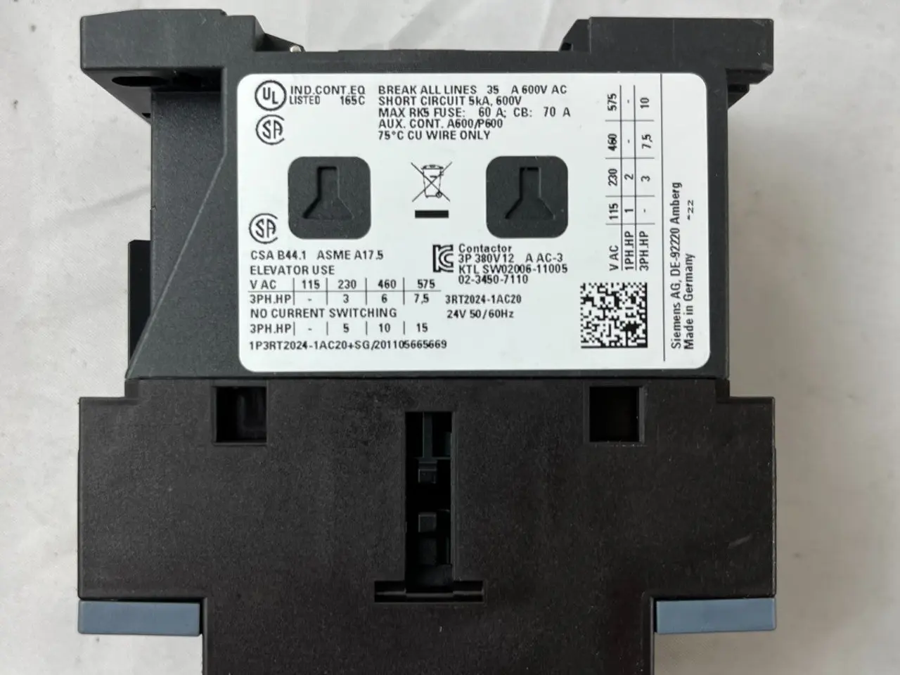 Billede 7 - Siemens 3RT2024-1AC20 kontaktor 24V Coil 3P SIRIUS