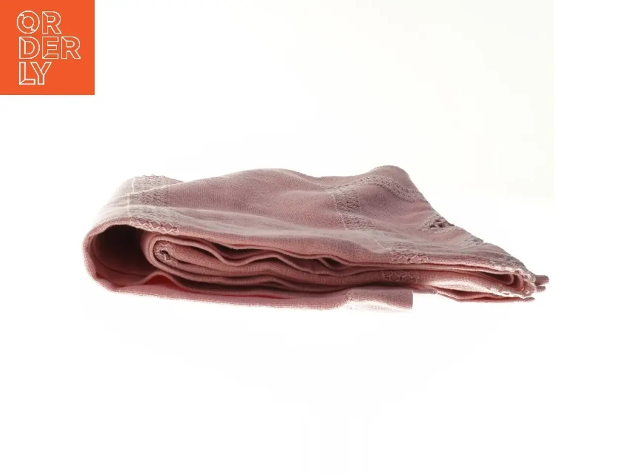 Billede 3 - Håndbroderet dug.Rosa tekstil med dekorative kanter (str. 104x112 cm)