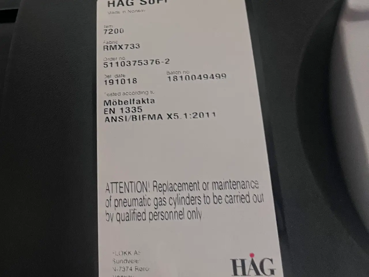 Billede 5 - HÅG 7200 - Ergonomisk Kontorstol. NYPRIS: 10.000,-