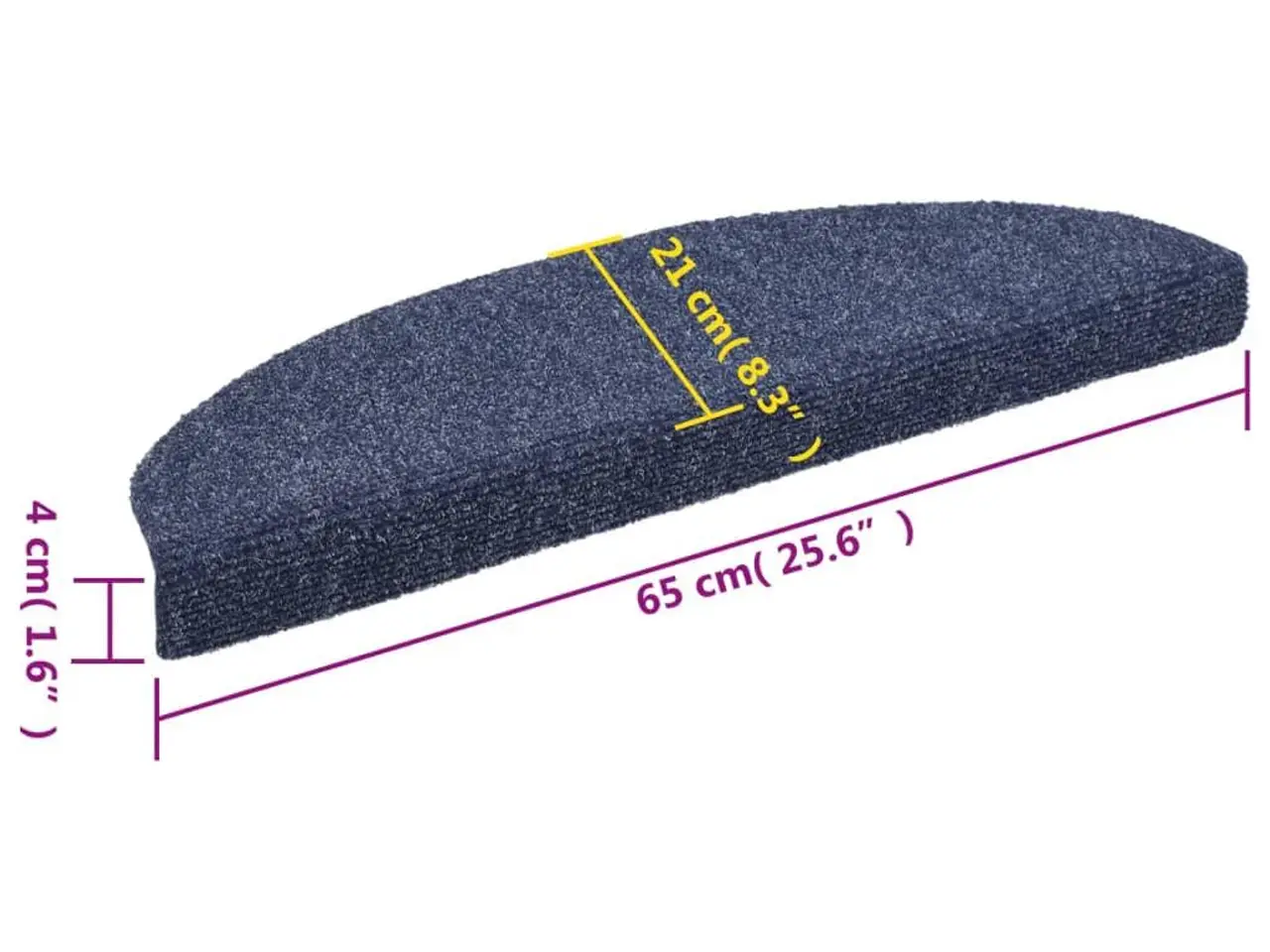 Billede 8 - Trappemåtter selvklæbende - 15 stk. halvrunde, 65×21×4 cm, blå