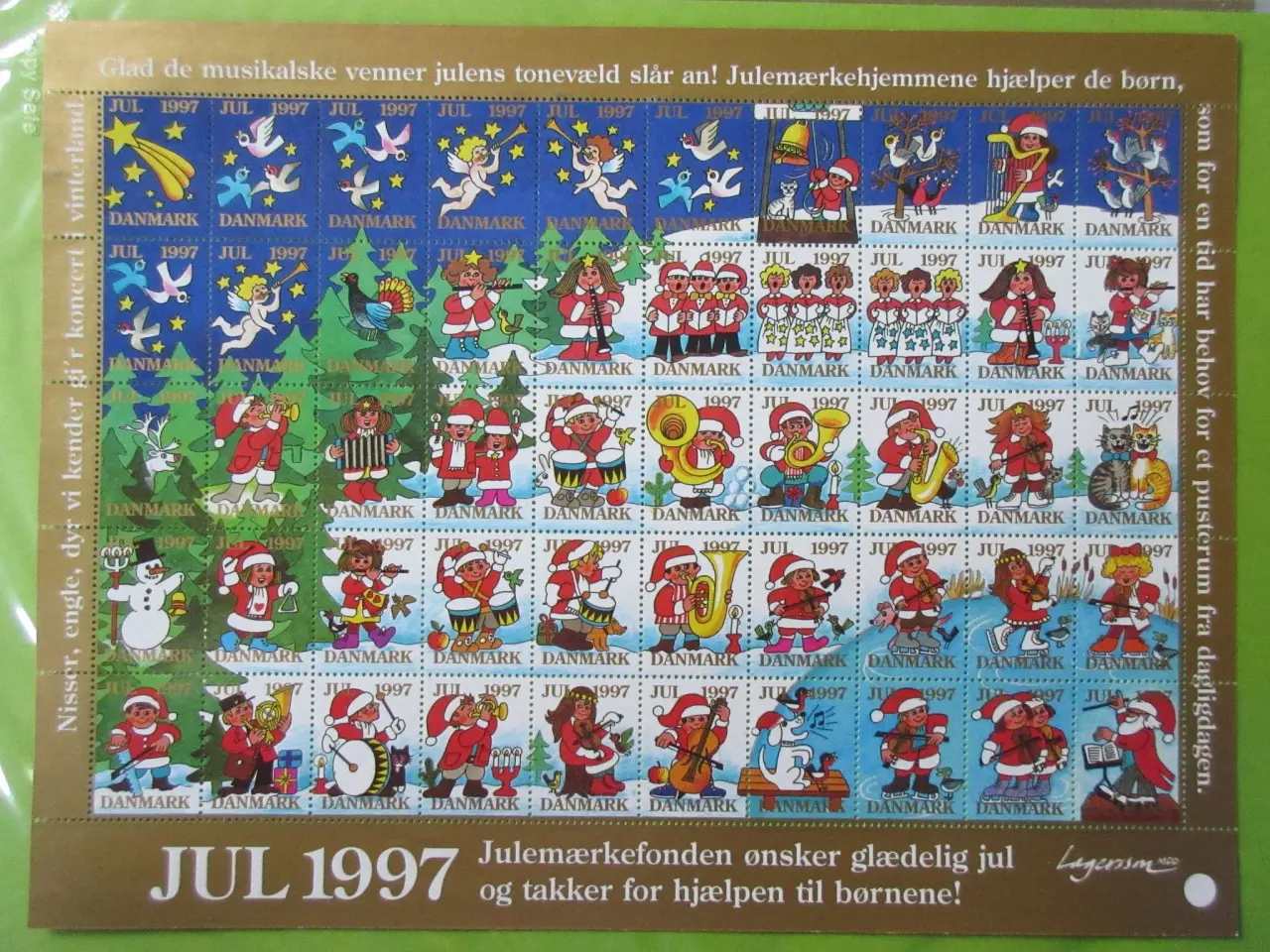 Billede 1 - Julemærkeark 1997 u foldet kvalitet