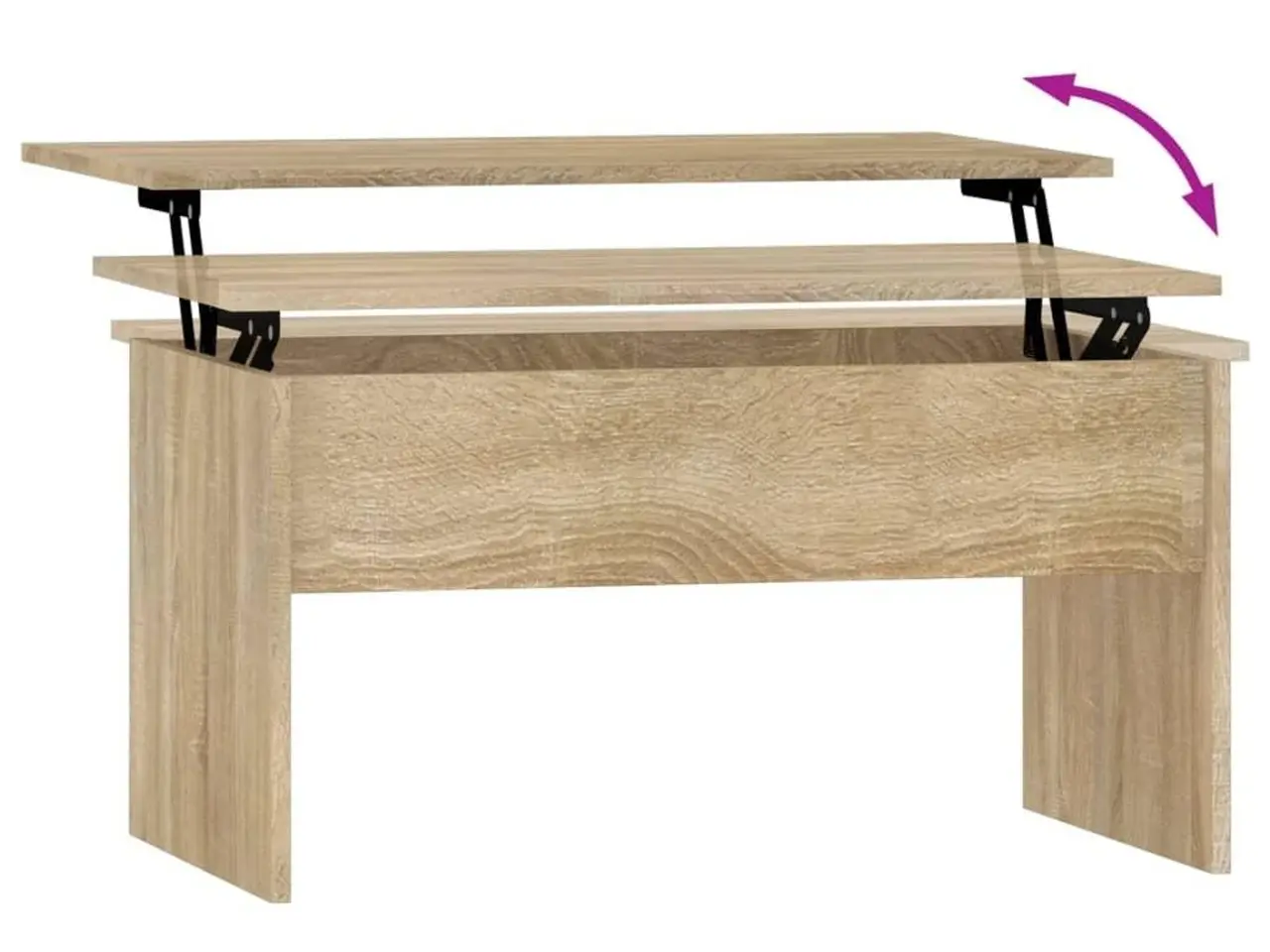 Billede 6 - Sofabord med løftetop og opbevaring - 80 × 50,5 × 41,5 cm, sonoma-eg