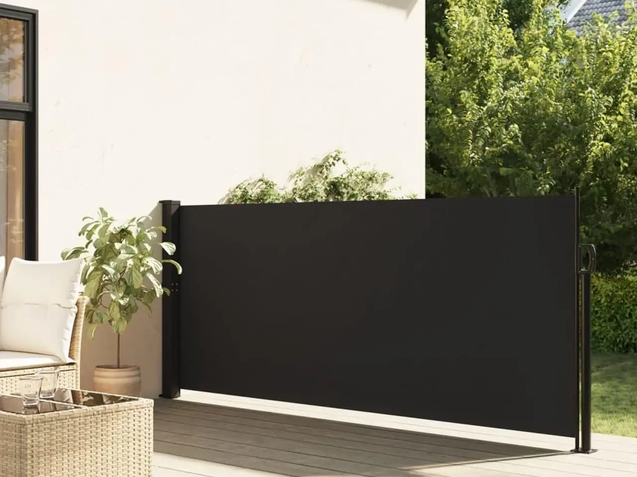 Billede 1 - Sidemarkise 117 × 300 cm - sammenrullelig, sort