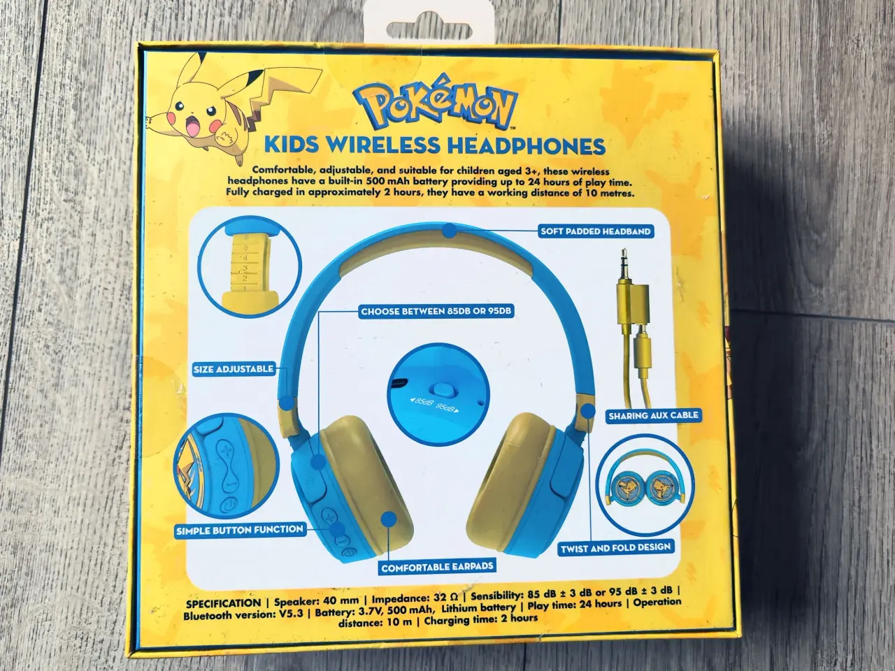 Billede 2 - Pokemon Kids wireless headset gul blå Pikachu *NY*
