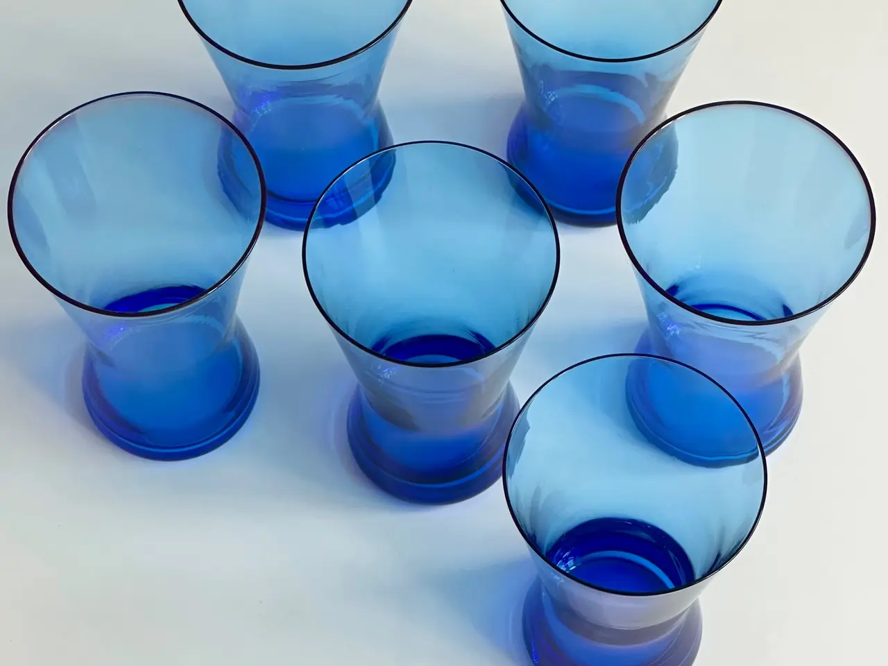 Billede 5 - Røget blå drikkeglas, 6 stk samlet