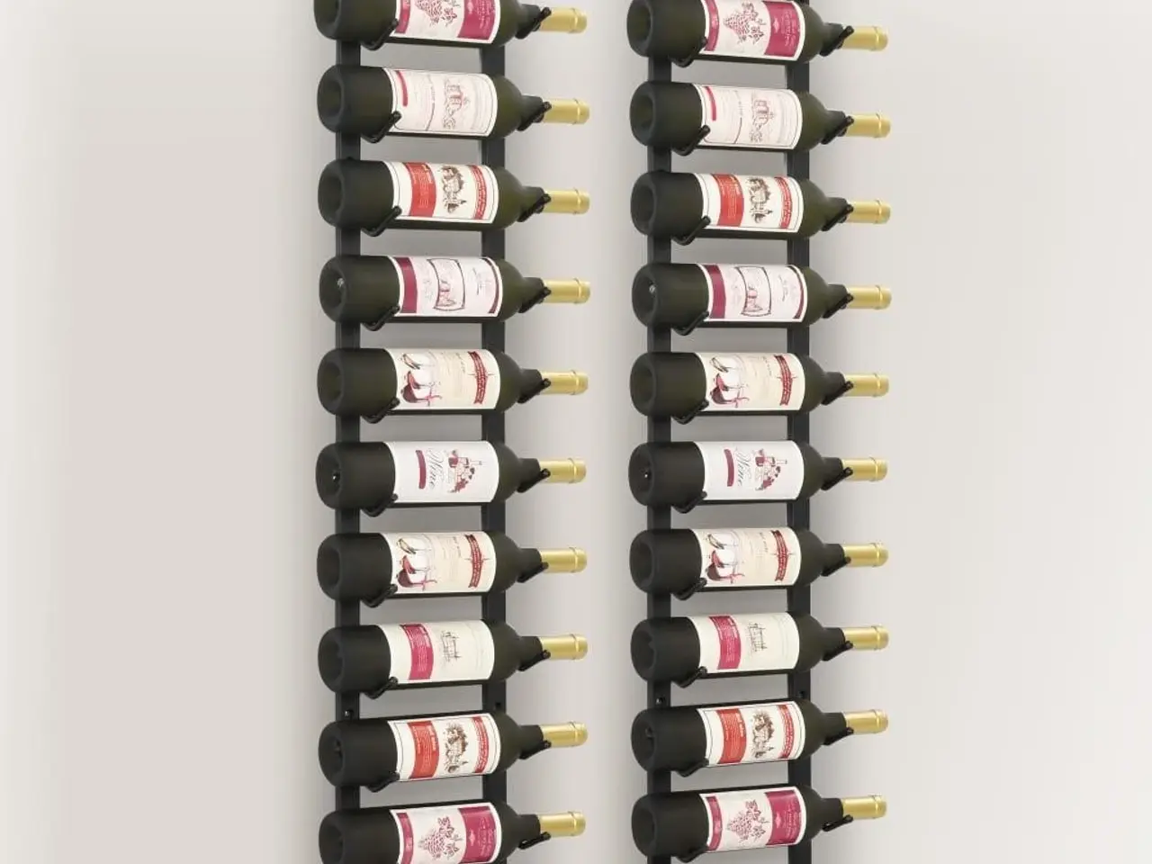 Billede 3 - Vægmonteret vinreoler til 12 vinflasker 2 stk. sort jern