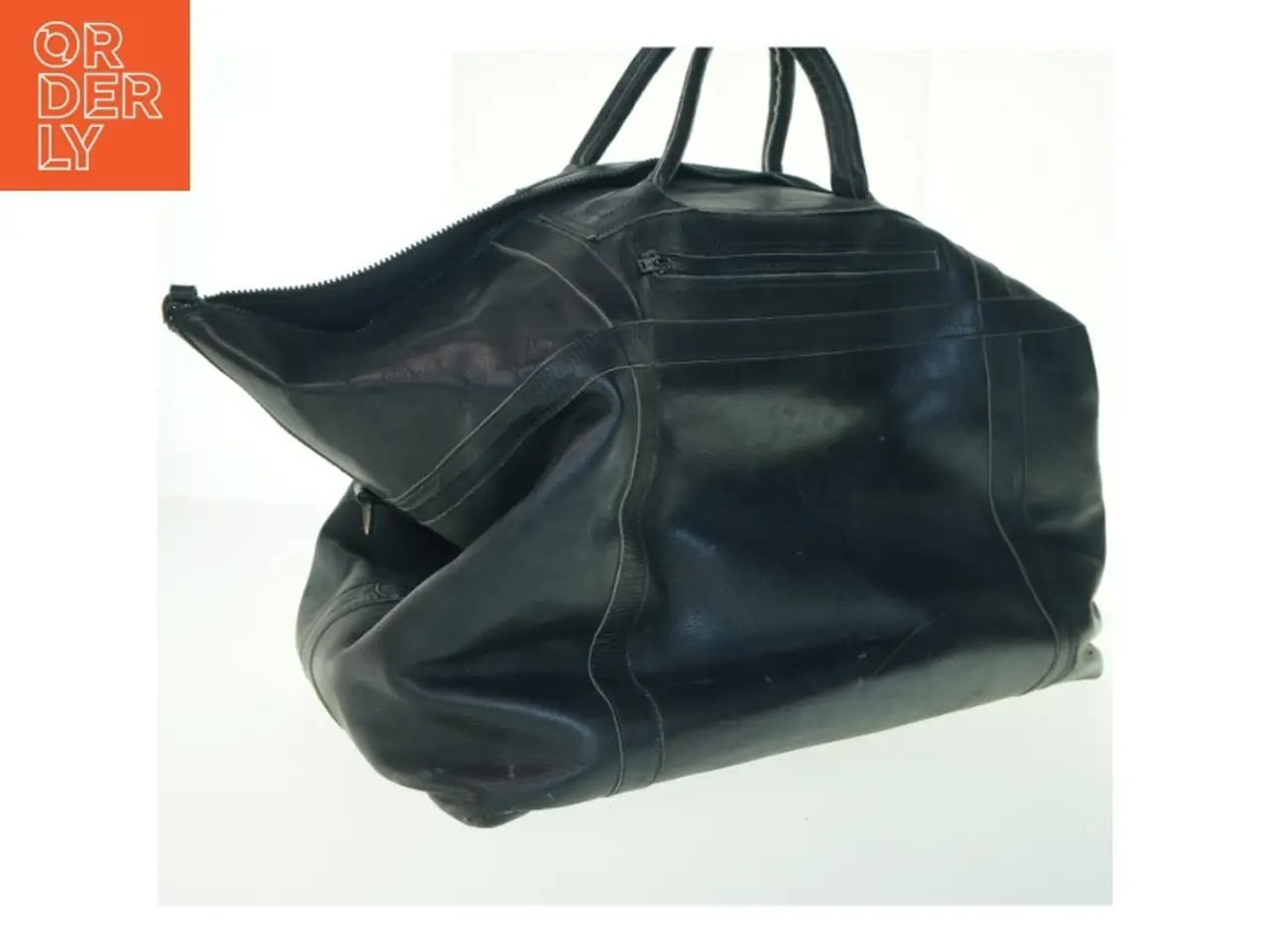 Billede 1 - Sort lædertaske (str. 56x40x36 cm)