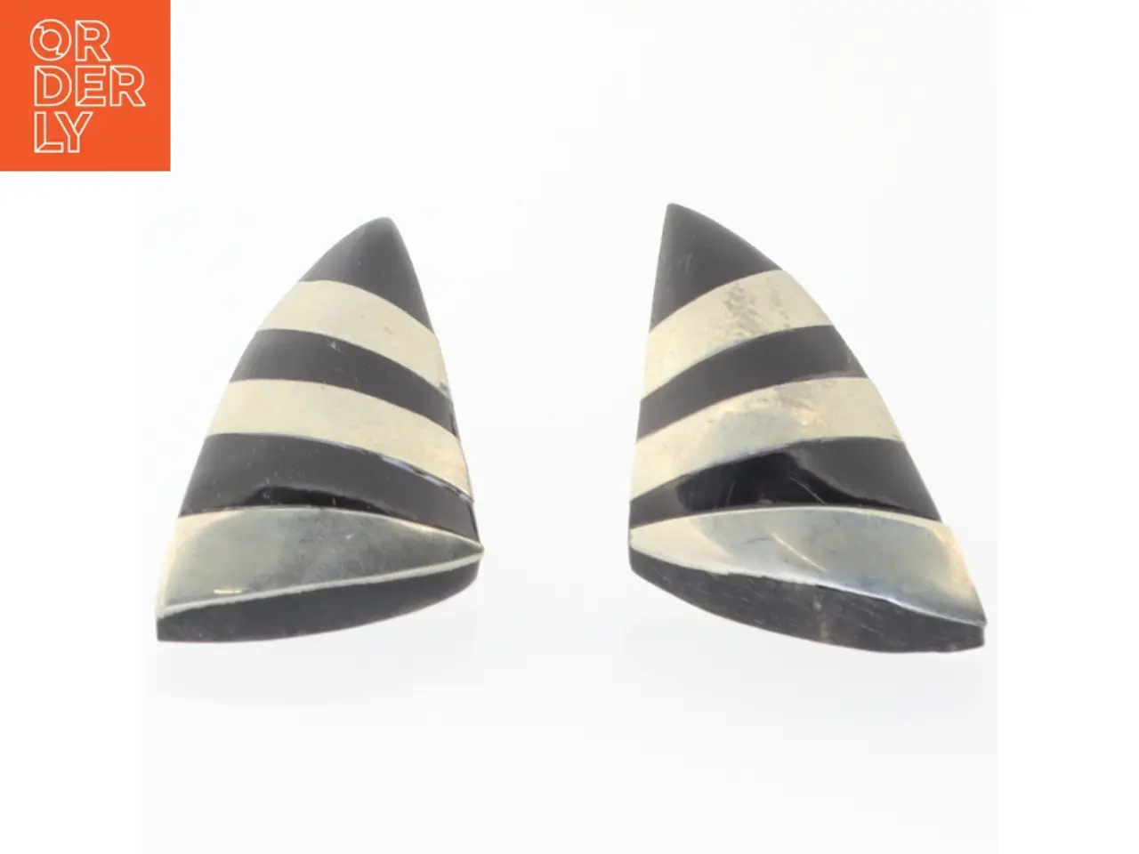 Billede 1 - Øreringe med striber (str. 4 x 2,5 cm)