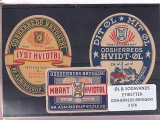 Øl og Sodavandsetiketter - Odsherreds Bryggeri - Nr. Asmindrup - 3 Stk.