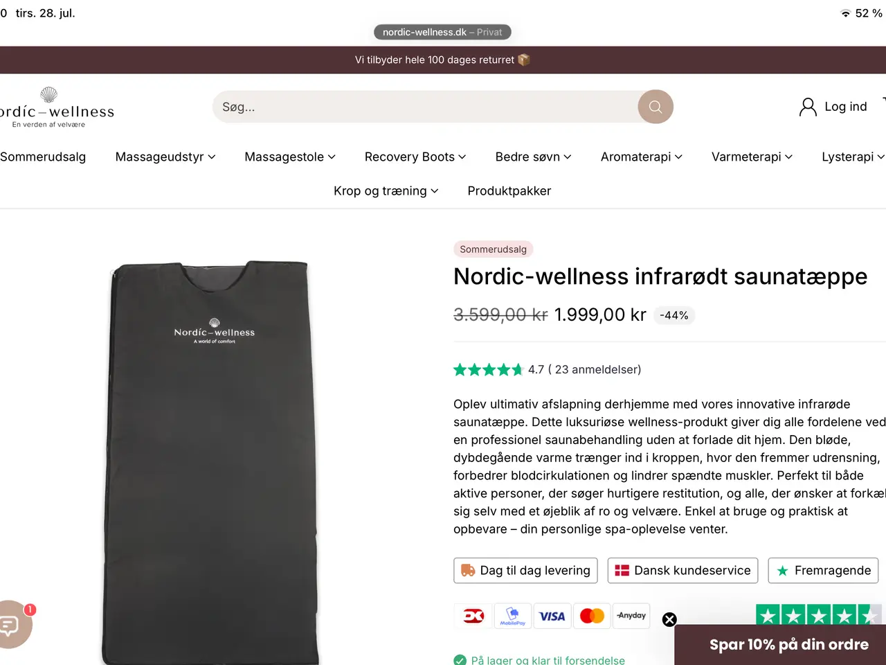 Billede 1 - Nordic-wellness infrarødt saunatæppe