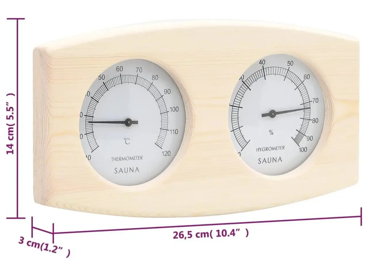 Billede 11 - 2-i-1 saunasæt med hygrometer og timeglas massivt fyrretræ