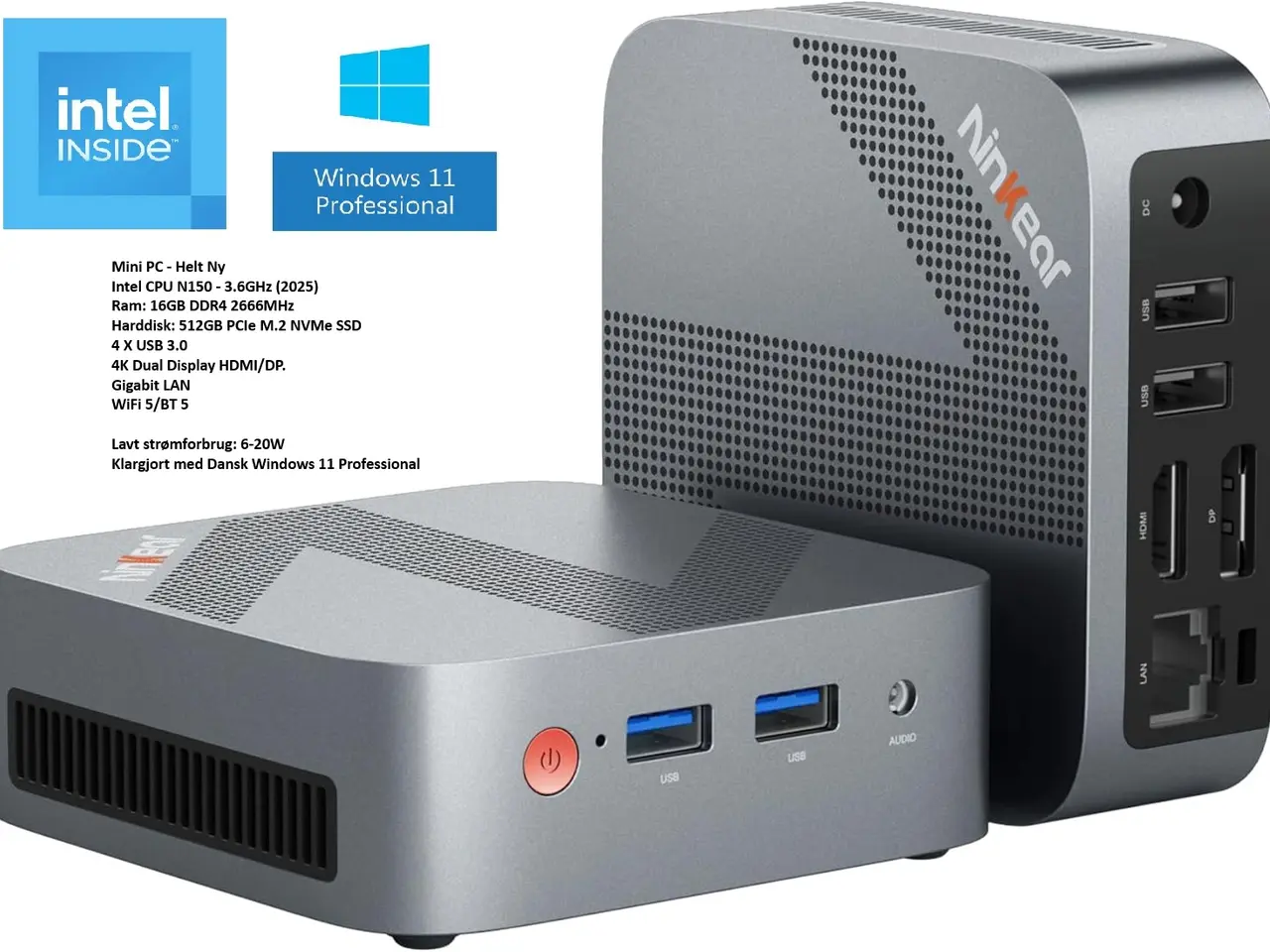 Billede 1 - Mini PC Intel CPU N150 - 16GB DDR4 Ram - 512GB HD.