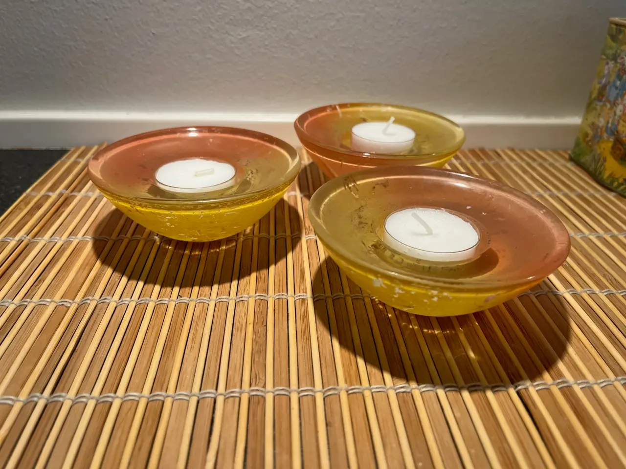 Billede 1 - Vintage - glas fyrfadsstager sæt i krakeleret oran