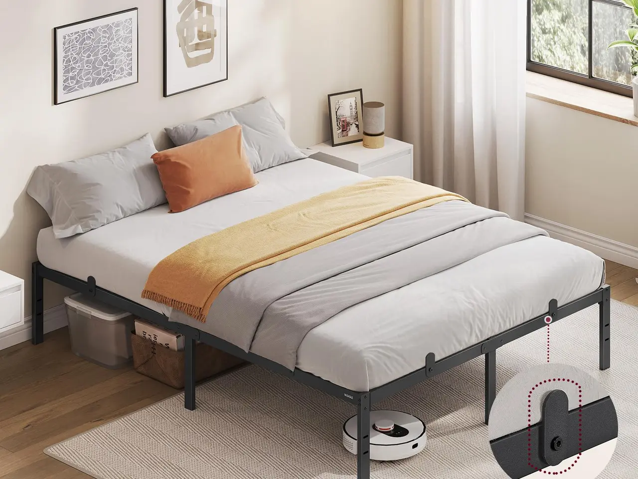 Billede 7 - Sengeramme 140 x 200 cm i metal med opbevaringsplads - sort