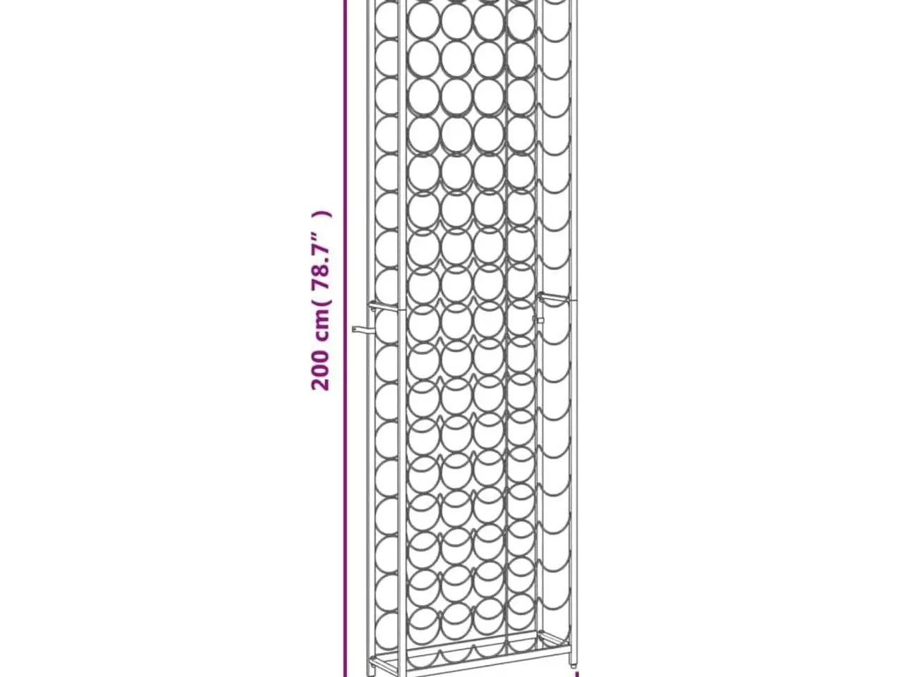 Billede 7 - Vinreol til 95 flasker - 54 × 18 × 200 cm, smedejern, sort