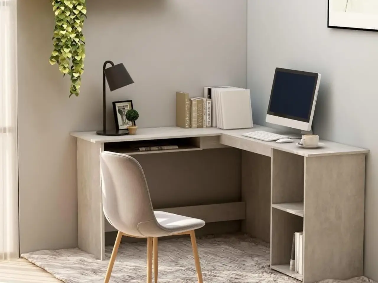 Billede 1 - L-formet skrivebord 120 x 140 x 75 cm - betongrå