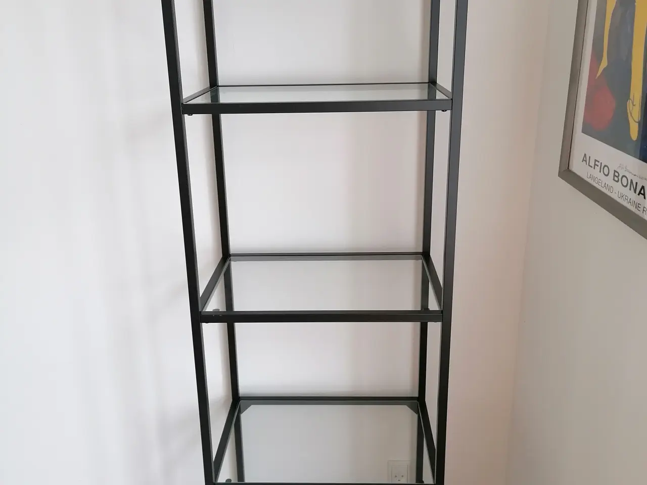 Billede 2 - Sort stål reol med glasplader 
