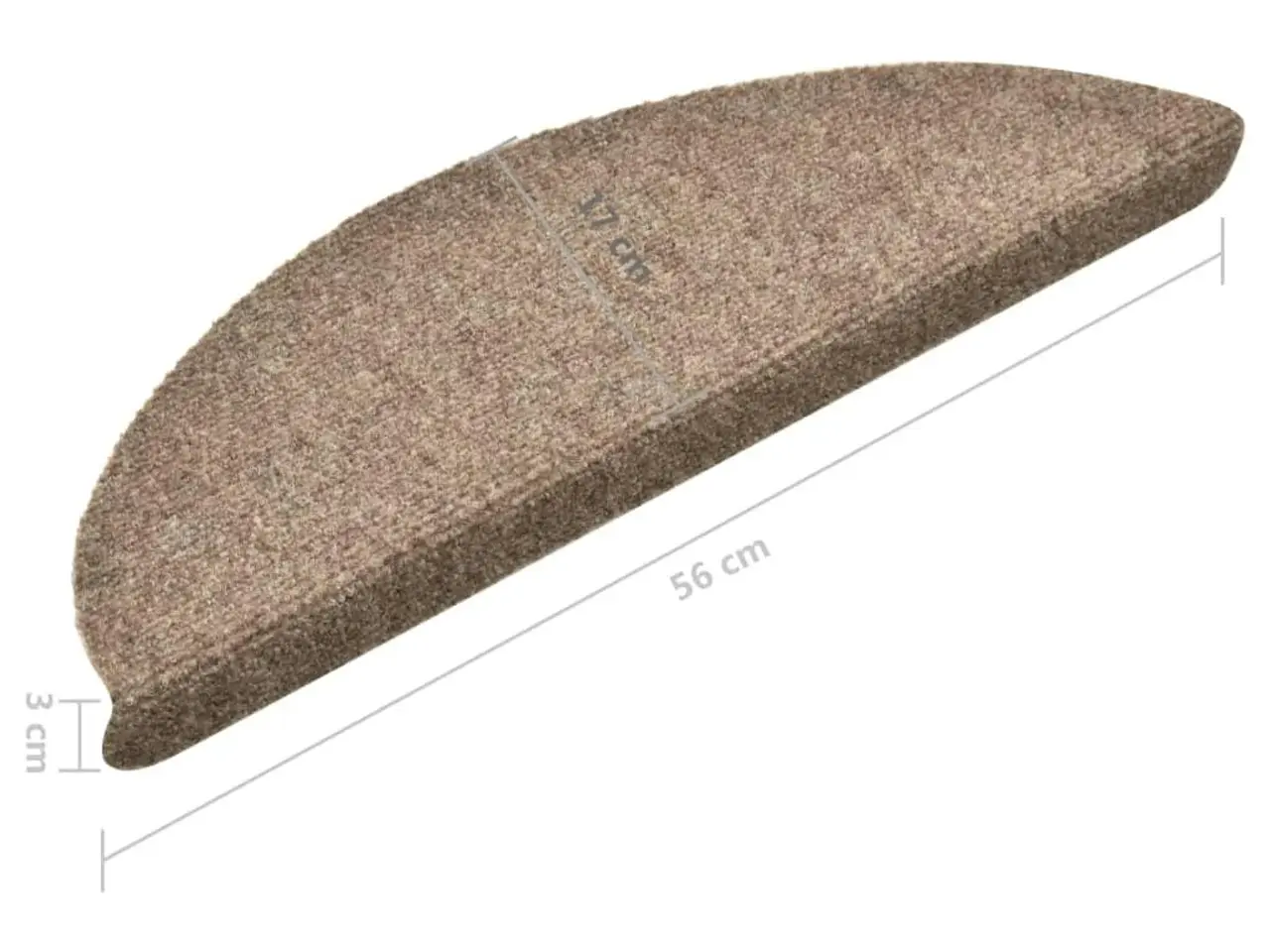 Billede 9 - Selvklæbende trappemåtter - 15 stk. halvrunde 56×17×3 cm, beige