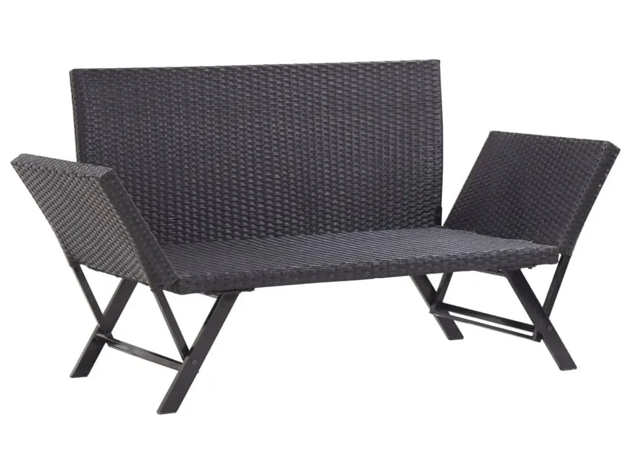 Billede 7 - Havebænk med hynder 176 cm i polyrattan - sort