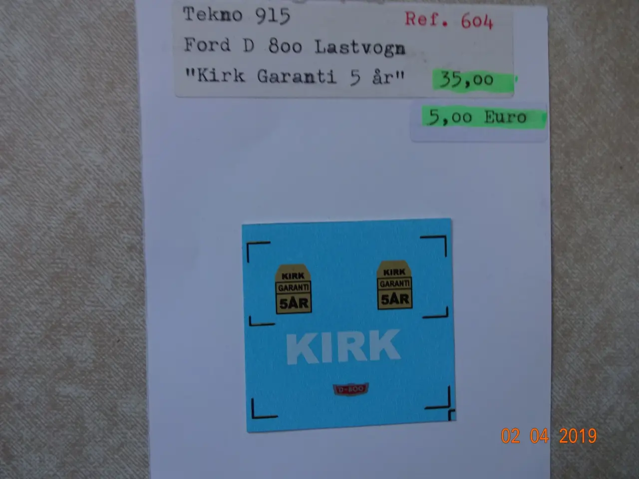 Billede 1 - Decal sæt "Kirk Garanti 5 år" 