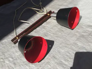 Loftslampe i metal og palisander