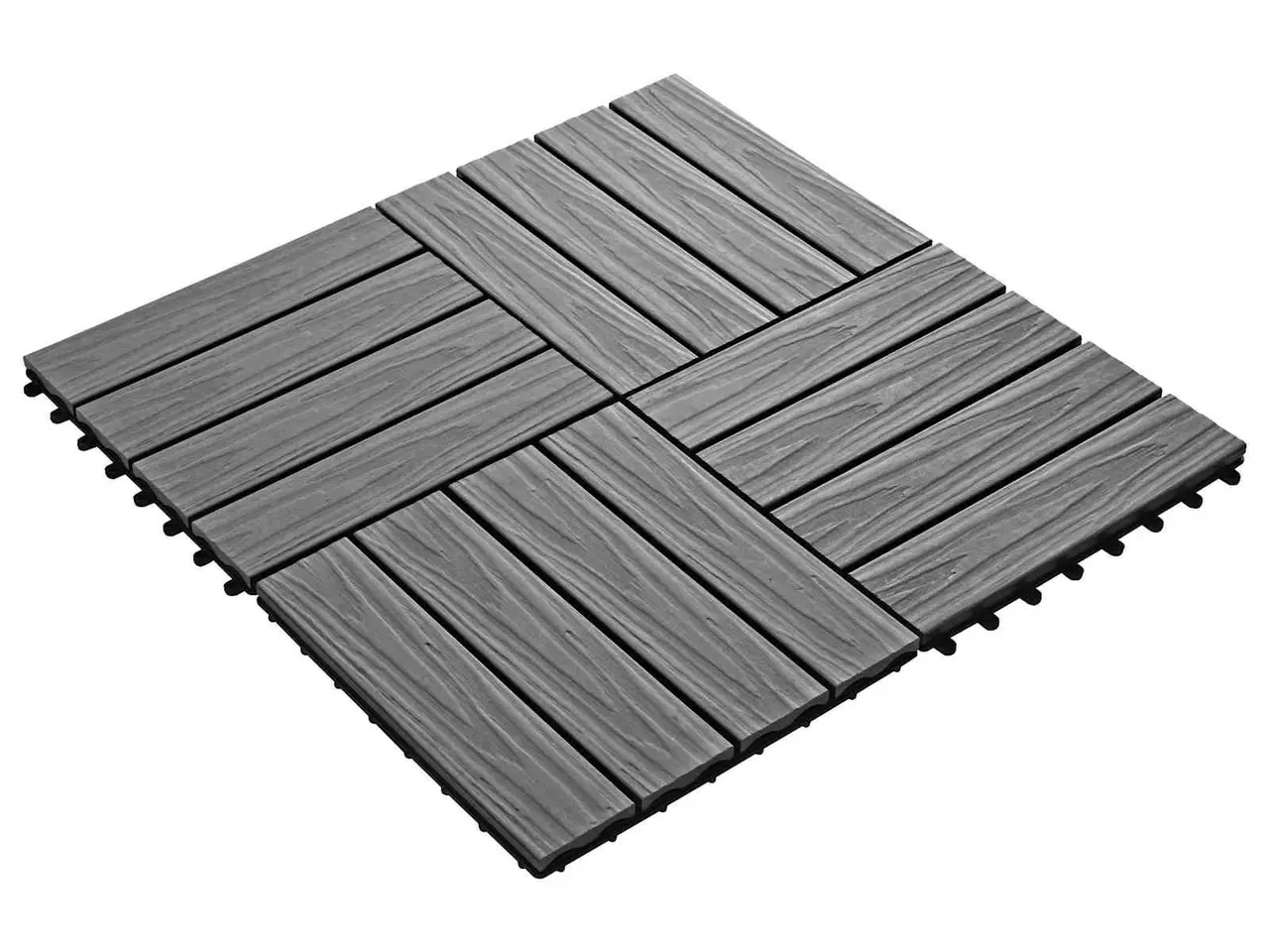 Billede 3 - Terrassefliser i WPC med 3D-design - 11 stk, grå, 30 × 30 cm