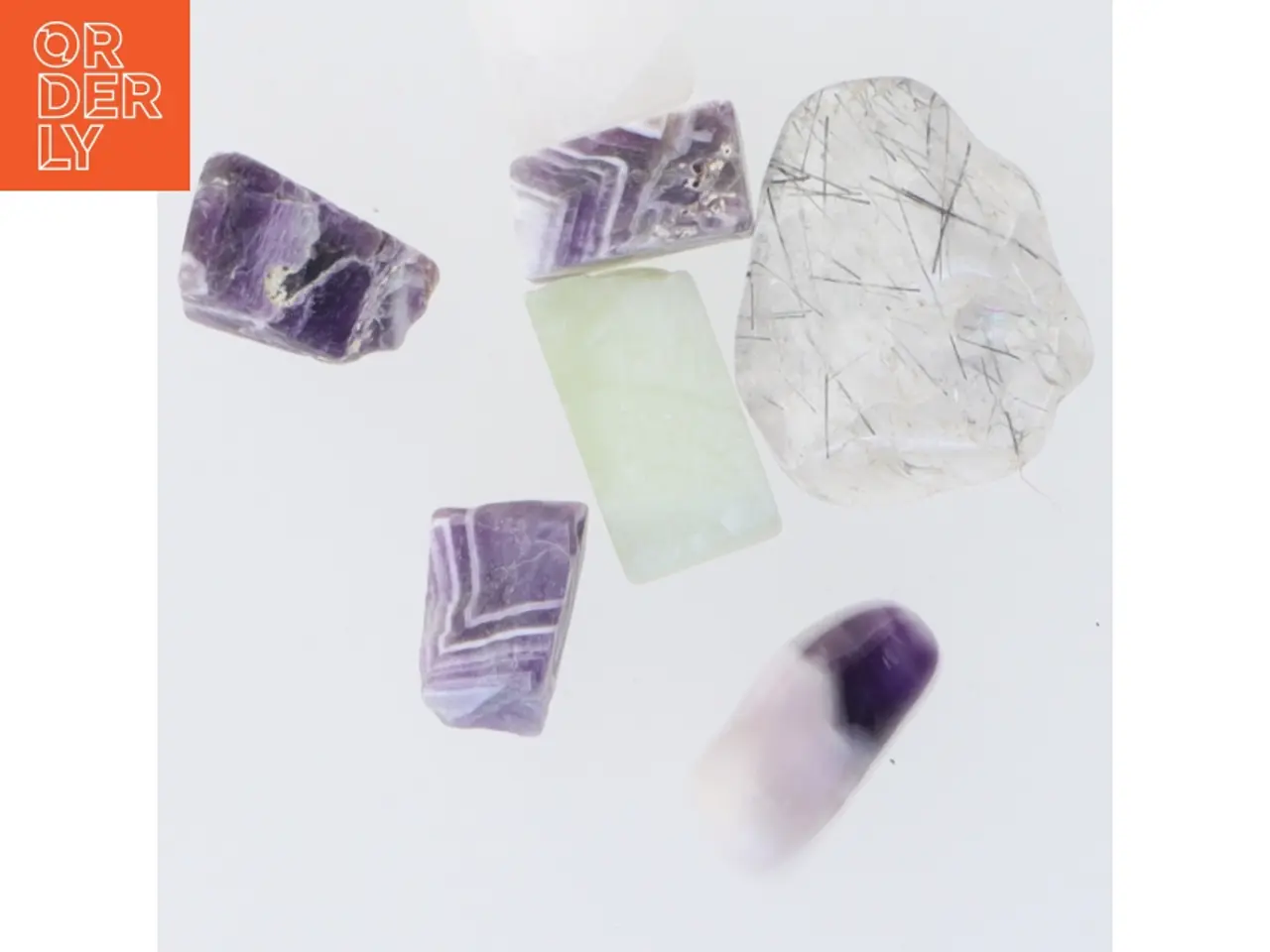 Billede 2 - 6 stk. Semi-ædelsten quartz ametyst etc.(str. 2 x 1 cm til 4 x 3 cm)
