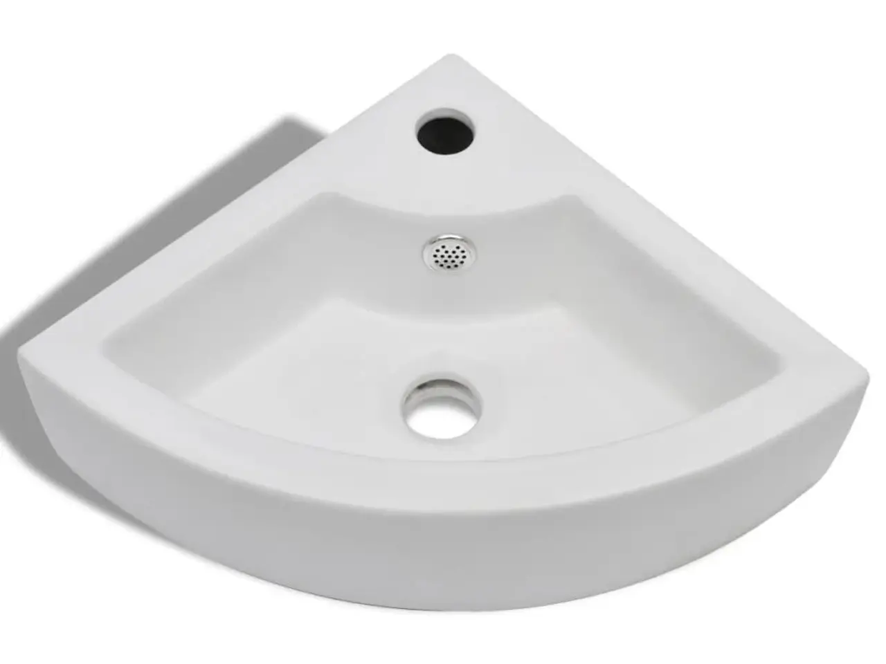 Billede 3 - Hjørnevask i keramik med overløb 45 × 32 × 12,5 cm - hvid