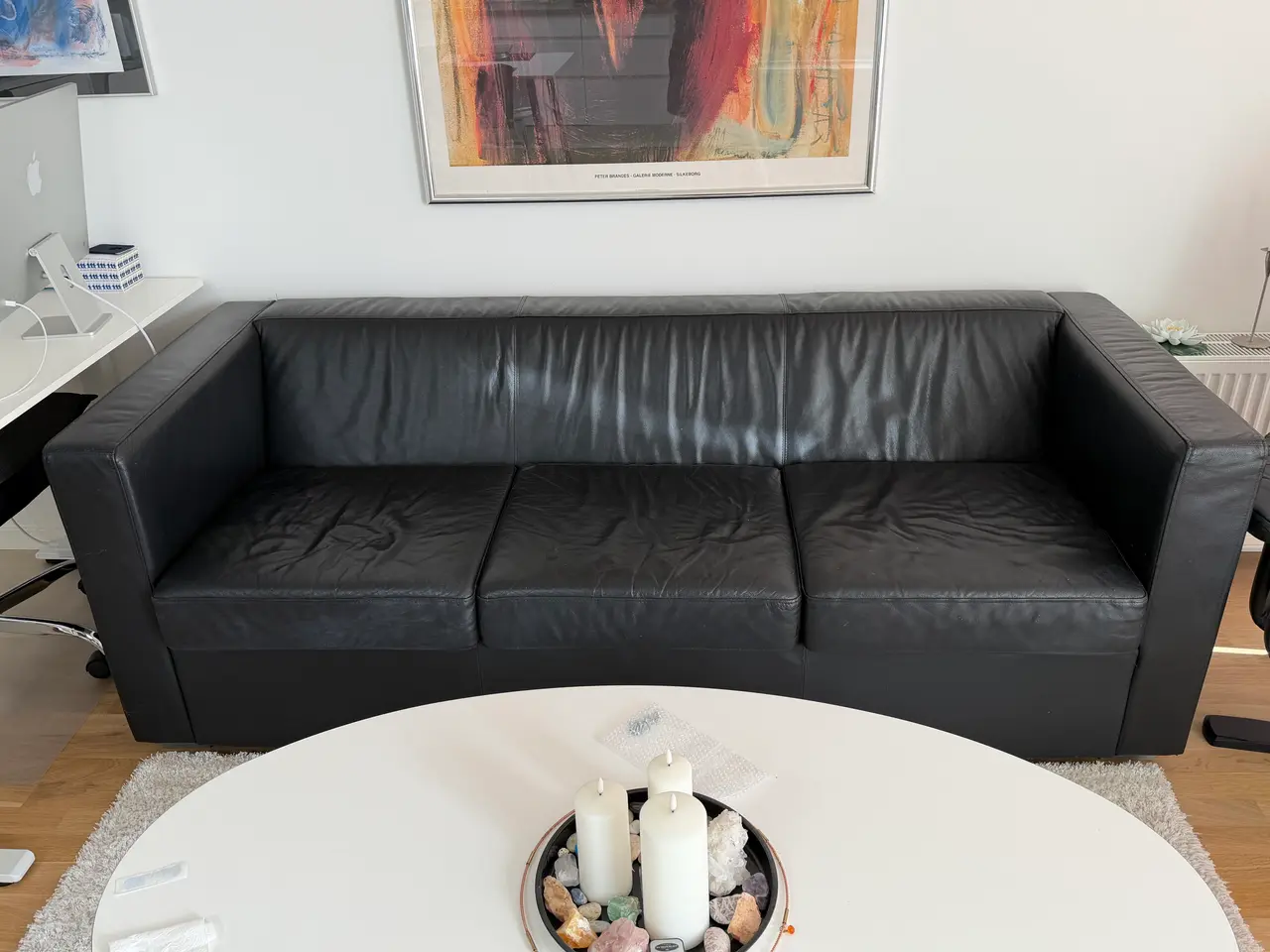 Billede 1 - 3 Persones Ægte Lædersofa