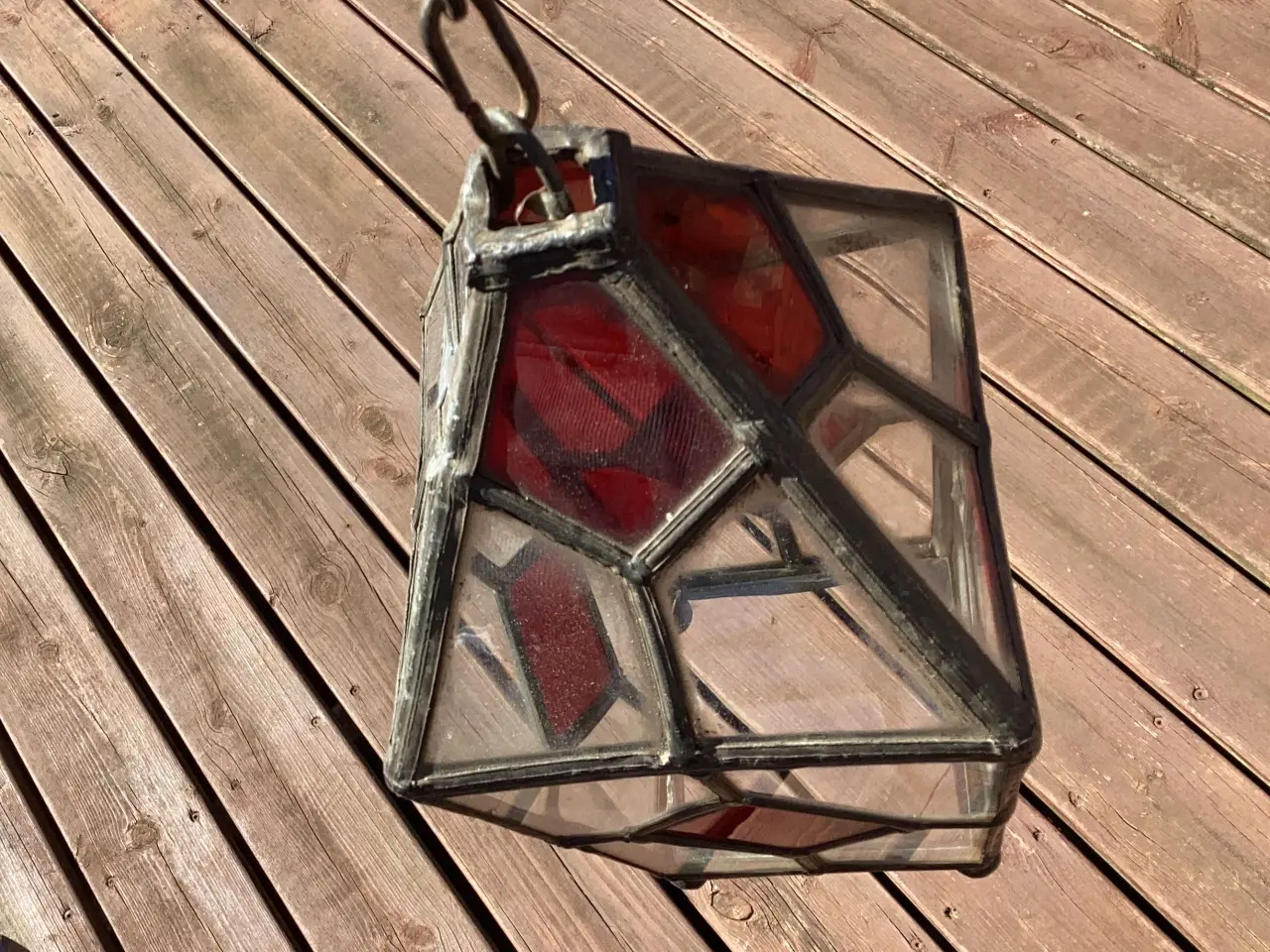 Billede 1 - Ældre lampe i glas og metal