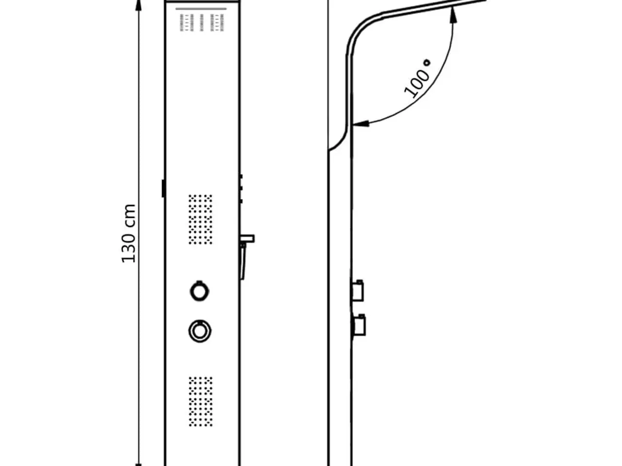 Billede 11 - Brusepanel i aluminium med LED - 20 × 44 × 130 cm, sort