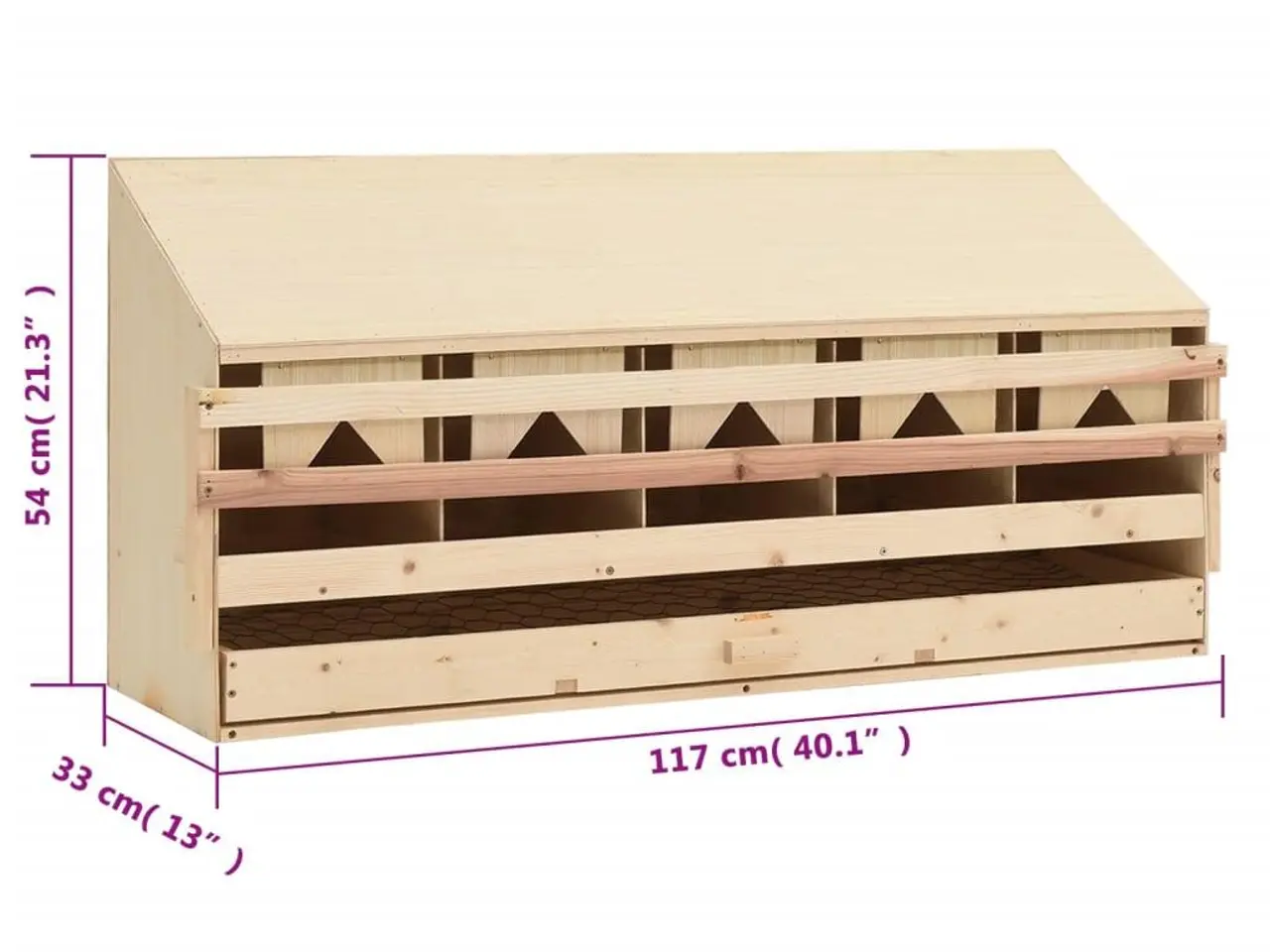 Billede 7 - Redekasse til høns med 5 rum - 117 x 33 x 54 cm