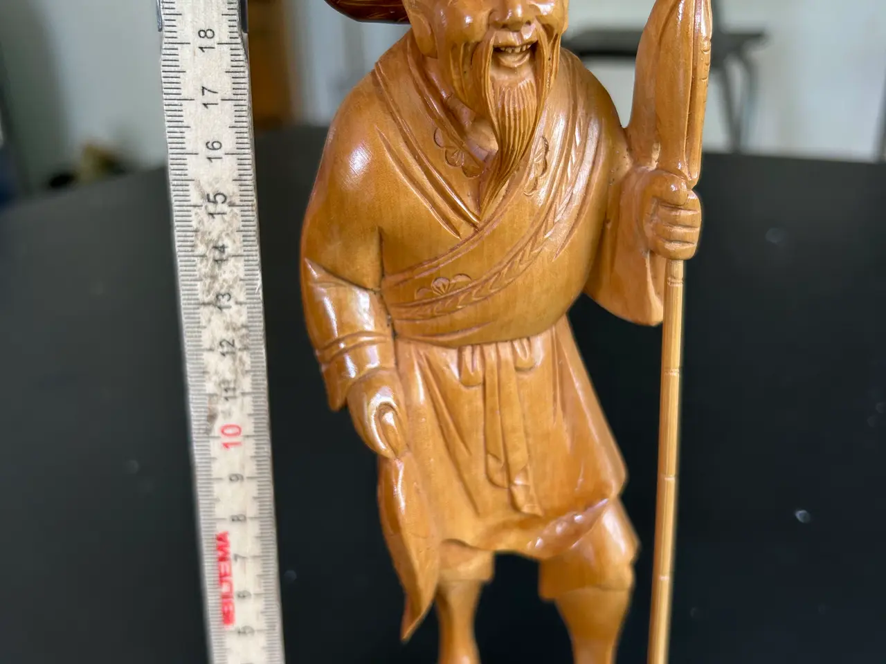 Billede 1 - Vintage håndskåret kinesisk træfigur